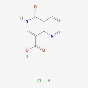 molecular formula C9H7ClN2O3 B2880179 5-Oxo-6H-1,6-naphthyridine-8-carboxylic acid;hydrochloride CAS No. 2460750-90-5