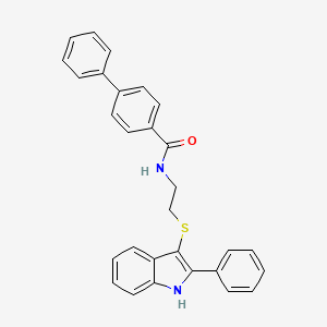 molecular formula C29H24N2OS B2880202 N-{2-[(2-phenyl-1H-indol-3-yl)sulfanyl]ethyl}-[1,1'-biphenyl]-4-carboxamide CAS No. 850916-55-1