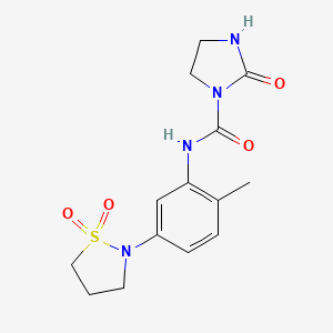 molecular formula C14H18N4O4S B2880243 N-(5-(1,1-dioxidoisothiazolidin-2-yl)-2-methylphenyl)-2-oxoimidazolidine-1-carboxamide CAS No. 1448075-71-5