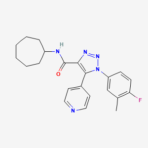 molecular formula C22H24FN5O B2880315 N-cycloheptyl-1-(4-fluoro-3-methylphenyl)-5-(pyridin-4-yl)-1H-1,2,3-triazole-4-carboxamide CAS No. 1251689-65-2