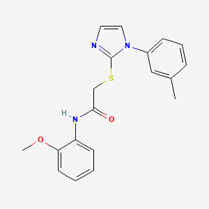 molecular formula C19H19N3O2S B2880324 N-(2-methoxyphenyl)-2-((1-(m-tolyl)-1H-imidazol-2-yl)thio)acetamide CAS No. 851131-33-4