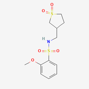 molecular formula C12H17NO5S2 B2880374 N-((1,1-dioxidotetrahydrothiophen-3-yl)methyl)-2-methoxybenzenesulfonamide CAS No. 1235138-37-0