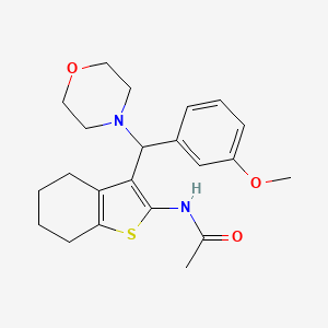 molecular formula C22H28N2O3S B2880415 N-[3-[(3-methoxyphenyl)-morpholin-4-ylmethyl]-4,5,6,7-tetrahydro-1-benzothiophen-2-yl]acetamide CAS No. 618401-98-2