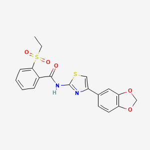 molecular formula C19H16N2O5S2 B2880450 N-(4-(benzo[d][1,3]dioxol-5-yl)thiazol-2-yl)-2-(ethylsulfonyl)benzamide CAS No. 898422-89-4