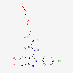 molecular formula C17H19ClN4O6S B2880465 N'-[2-(4-chlorophenyl)-5,5-dioxo-2H,4H,6H-5lambda6-thieno[3,4-c]pyrazol-3-yl]-N-[2-(2-hydroxyethoxy)ethyl]ethanediamide CAS No. 899962-12-0