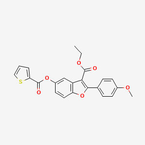 molecular formula C23H18O6S B2880470 Ethyl 2-(4-methoxyphenyl)-5-(thiophene-2-carbonyloxy)-1-benzofuran-3-carboxylate CAS No. 385418-36-0