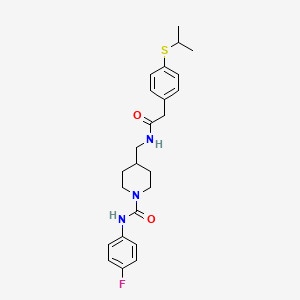 molecular formula C24H30FN3O2S B2880480 N-(4-fluorophenyl)-4-((2-(4-(isopropylthio)phenyl)acetamido)methyl)piperidine-1-carboxamide CAS No. 1235235-83-2
