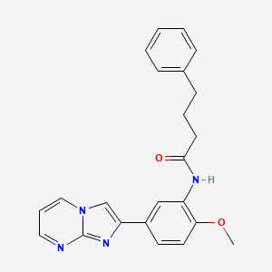 molecular formula C23H22N4O2 B2880526 N-(5-{imidazo[1,2-a]pyrimidin-2-yl}-2-methoxyphenyl)-4-phenylbutanamide CAS No. 862811-04-9