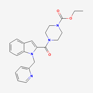 molecular formula C22H24N4O3 B2880529 Ethyl 4-((1-(2-pyridylmethyl)indol-2-YL)carbonyl)piperazinecarboxylate CAS No. 1024445-53-1