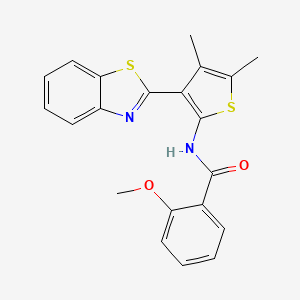 molecular formula C21H18N2O2S2 B2880558 N-(3-(benzo[d]thiazol-2-yl)-4,5-dimethylthiophen-2-yl)-2-methoxybenzamide CAS No. 886960-07-2