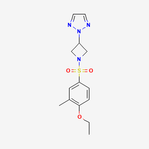 molecular formula C14H18N4O3S B2880566 2-(1-((4-ethoxy-3-methylphenyl)sulfonyl)azetidin-3-yl)-2H-1,2,3-triazole CAS No. 2191213-20-2