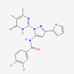 molecular formula C20H15F2N5O3 B2880571 N-(1-(4,5-dimethyl-6-oxo-1,6-dihydropyrimidin-2-yl)-3-(furan-2-yl)-1H-pyrazol-5-yl)-3,4-difluorobenzamide CAS No. 1172815-62-1
