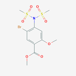 molecular formula C11H14BrNO7S2 B2880583 Methyl 4-[bis(methylsulfonyl)amino]-5-bromo-2-methoxybenzenecarboxylate CAS No. 860785-04-2