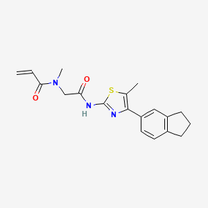 molecular formula C19H21N3O2S B2880605 N-[2-[[4-(2,3-Dihydro-1H-inden-5-yl)-5-methyl-1,3-thiazol-2-yl]amino]-2-oxoethyl]-N-methylprop-2-enamide CAS No. 2361741-32-2