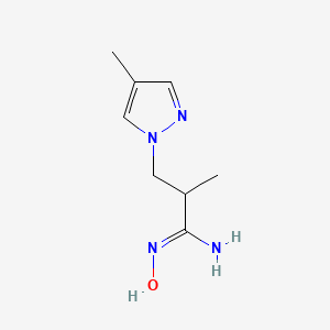 molecular formula C8H14N4O B2880621 N'-hydroxy-2-methyl-3-(4-methyl-1H-pyrazol-1-yl)propanimidamide CAS No. 1006336-75-9