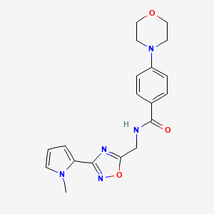 molecular formula C19H21N5O3 B2880625 N-((3-(1-methyl-1H-pyrrol-2-yl)-1,2,4-oxadiazol-5-yl)methyl)-4-morpholinobenzamide CAS No. 2034271-91-3