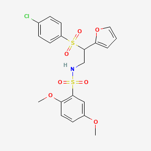 molecular formula C20H20ClNO7S2 B2880661 N-[2-(4-chlorobenzenesulfonyl)-2-(furan-2-yl)ethyl]-2,5-dimethoxybenzene-1-sulfonamide CAS No. 877816-94-9