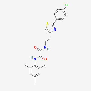 molecular formula C22H22ClN3O2S B2880669 N-{2-[2-(4-chlorophenyl)-1,3-thiazol-4-yl]ethyl}-N'-(2,4,6-trimethylphenyl)ethanediamide CAS No. 895783-48-9