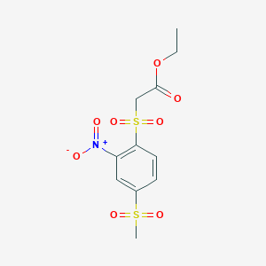 molecular formula C11H13NO8S2 B2880692 ETHYL 2-(4-METHANESULFONYL-2-NITROBENZENESULFONYL)ACETATE CAS No. 459201-15-1