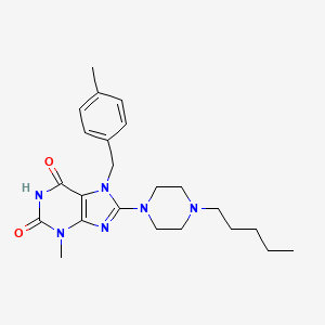 molecular formula C23H32N6O2 B2880702 3-methyl-7-(4-methylbenzyl)-8-(4-pentylpiperazin-1-yl)-1H-purine-2,6(3H,7H)-dione CAS No. 898408-94-1