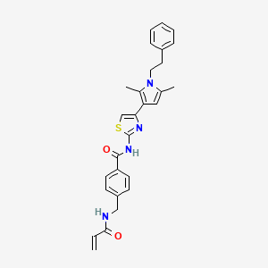 molecular formula C28H28N4O2S B2880705 N-{4-[2,5-dimethyl-1-(2-phenylethyl)-1H-pyrrol-3-yl]-1,3-thiazol-2-yl}-4-[(prop-2-enamido)methyl]benzamide CAS No. 1646701-58-7