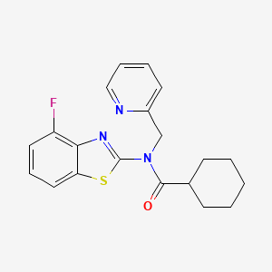 molecular formula C20H20FN3OS B2880735 N-(4-fluorobenzo[d]thiazol-2-yl)-N-(pyridin-2-ylmethyl)cyclohexanecarboxamide CAS No. 941926-12-1