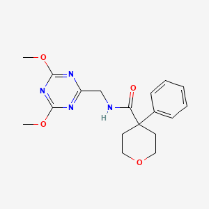 molecular formula C18H22N4O4 B2880745 N-[(4,6-dimethoxy-1,3,5-triazin-2-yl)methyl]-4-phenyloxane-4-carboxamide CAS No. 2034521-70-3