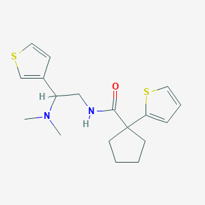 molecular formula C18H24N2OS2 B2880767 N-(2-(dimethylamino)-2-(thiophen-3-yl)ethyl)-1-(thiophen-2-yl)cyclopentanecarboxamide CAS No. 1208955-63-8