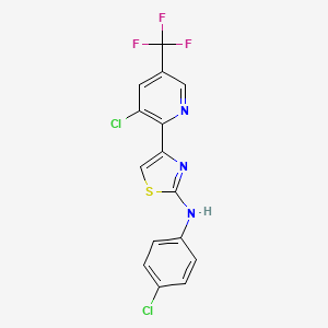 molecular formula C15H8Cl2F3N3S B2880798 4-[3-chloro-5-(trifluoromethyl)pyridin-2-yl]-N-(4-chlorophenyl)-1,3-thiazol-2-amine CAS No. 2058813-24-2