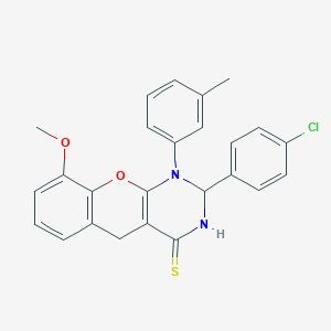 molecular formula C25H21ClN2O2S B2880802 2-(4-chlorophenyl)-9-methoxy-1-(3-methylphenyl)-1H,2H,3H,4H,5H-chromeno[2,3-d]pyrimidine-4-thione CAS No. 892281-88-8