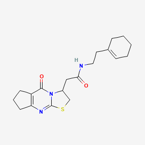 molecular formula C19H25N3O2S B2880807 N-(2-(cyclohex-1-en-1-yl)ethyl)-2-(5-oxo-2,3,5,6,7,8-hexahydrocyclopenta[d]thiazolo[3,2-a]pyrimidin-3-yl)acetamide CAS No. 1105243-61-5