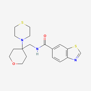 molecular formula C18H23N3O2S2 B2880827 N-{[4-(thiomorpholin-4-yl)oxan-4-yl]methyl}-1,3-benzothiazole-6-carboxamide CAS No. 2415468-90-3
