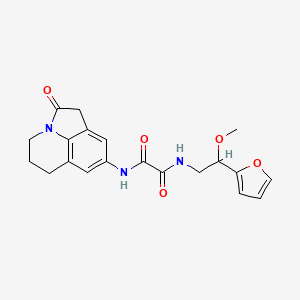 molecular formula C20H21N3O5 B2880850 N'-[2-(furan-2-yl)-2-methoxyethyl]-N-{2-oxo-1-azatricyclo[6.3.1.0^{4,12}]dodeca-4,6,8(12)-trien-6-yl}ethanediamide CAS No. 1795302-02-1