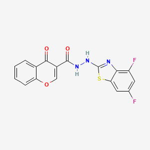 molecular formula C17H9F2N3O3S B2880851 N'-(4,6-difluorobenzo[d]thiazol-2-yl)-4-oxo-4H-chromene-3-carbohydrazide CAS No. 851988-38-0