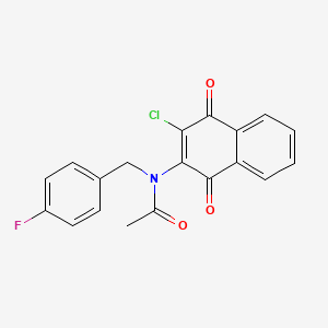 molecular formula C19H13ClFNO3 B2880861 N-(3-chloro-1,4-dioxo-1,4-dihydro-2-naphthalenyl)-N-(4-fluorobenzyl)acetamide CAS No. 866157-72-4