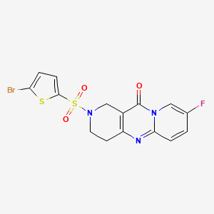molecular formula C15H11BrFN3O3S2 B2880893 5-(5-bromothiophen-2-yl)sulfonyl-13-fluoro-1,5,9-triazatricyclo[8.4.0.03,8]tetradeca-3(8),9,11,13-tetraen-2-one CAS No. 2034276-42-9