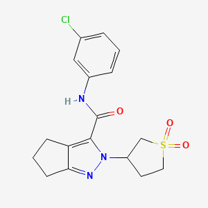 molecular formula C17H18ClN3O3S B2880904 N-(3-chlorophenyl)-2-(1,1-dioxo-1lambda6-thiolan-3-yl)-2H,4H,5H,6H-cyclopenta[c]pyrazole-3-carboxamide CAS No. 2319804-24-3