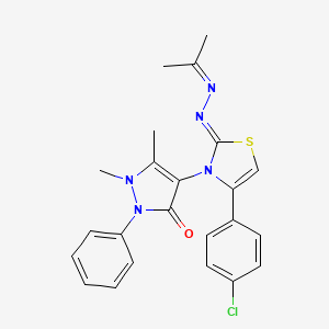 (Z)-4-(4-(4-chlorophenyl)-2-(propan-2-ylidenehydrazono)thiazol-3(2H)-yl)-1,5-dimethyl-2-phenyl-1H-pyrazol-3(2H)-one
