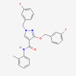 molecular formula C25H21F2N3O2 B2880933 1-(3-fluorobenzyl)-3-((3-fluorobenzyl)oxy)-N-(o-tolyl)-1H-pyrazole-4-carboxamide CAS No. 1013755-90-2