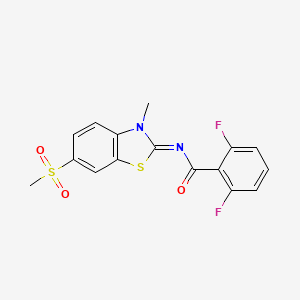 molecular formula C16H12F2N2O3S2 B2880937 2,6-difluoro-N-[(2Z)-6-methanesulfonyl-3-methyl-2,3-dihydro-1,3-benzothiazol-2-ylidene]benzamide CAS No. 683237-91-4