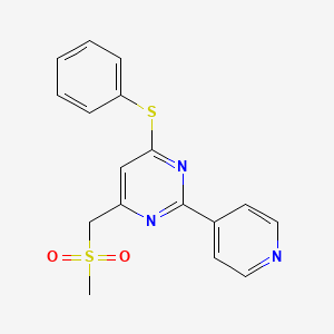 molecular formula C17H15N3O2S2 B2880958 Methyl [6-(phenylsulfanyl)-2-(4-pyridinyl)-4-pyrimidinyl]methyl sulfone CAS No. 338967-59-2
