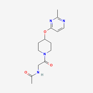 molecular formula C14H20N4O3 B2880968 N-(2-(4-((2-methylpyrimidin-4-yl)oxy)piperidin-1-yl)-2-oxoethyl)acetamide CAS No. 2097894-34-1