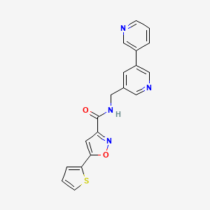 molecular formula C19H14N4O2S B2880972 N-([3,3'-bipyridin]-5-ylmethyl)-5-(thiophen-2-yl)isoxazole-3-carboxamide CAS No. 2191267-50-0