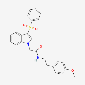 molecular formula C25H24N2O4S B2880998 N-(4-methoxyphenethyl)-2-(3-(phenylsulfonyl)-1H-indol-1-yl)acetamide CAS No. 941966-64-9