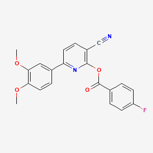 3-Cyano-6-(3,4-dimethoxyphenyl)-2-pyridinyl 4-fluorobenzenecarboxylate