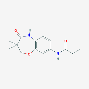 molecular formula C14H18N2O3 B2881050 N-(3,3-dimethyl-4-oxo-2,3,4,5-tetrahydro-1,5-benzoxazepin-8-yl)propanamide CAS No. 921835-36-1