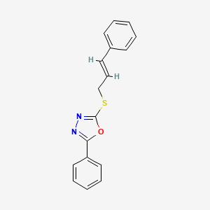 molecular formula C17H14N2OS B2881065 2-(Cinnamylthio)-5-phenyl-1,3,4-oxadiazole CAS No. 827002-13-1