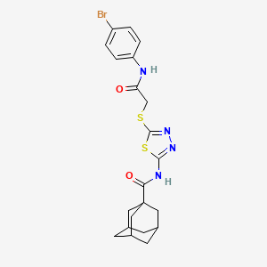 molecular formula C21H23BrN4O2S2 B2881080 N-[5-({[(4-bromophenyl)carbamoyl]methyl}sulfanyl)-1,3,4-thiadiazol-2-yl]adamantane-1-carboxamide CAS No. 393573-03-0