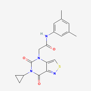 molecular formula C18H18N4O3S B2881087 2-{6-cyclopropyl-5,7-dioxo-4H,5H,6H,7H-[1,2]thiazolo[4,3-d]pyrimidin-4-yl}-N-(3,5-dimethylphenyl)acetamide CAS No. 1251676-69-3