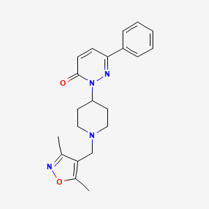molecular formula C21H24N4O2 B2881096 2-{1-[(3,5-Dimethyl-1,2-oxazol-4-yl)methyl]piperidin-4-yl}-6-phenyl-2,3-dihydropyridazin-3-one CAS No. 2379985-80-3